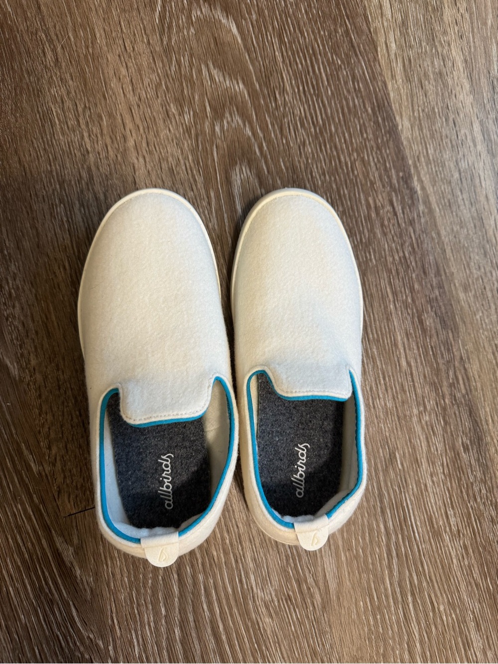 allbirds Kids Slip-On Sneakers in Cream with Blue Trim